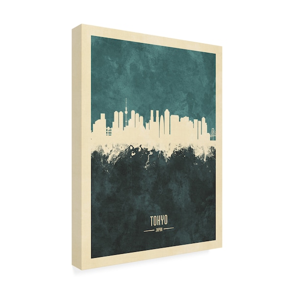 Michael Tompsett 'Tokyo Japan Skyline Teal' Canvas Art,35x47